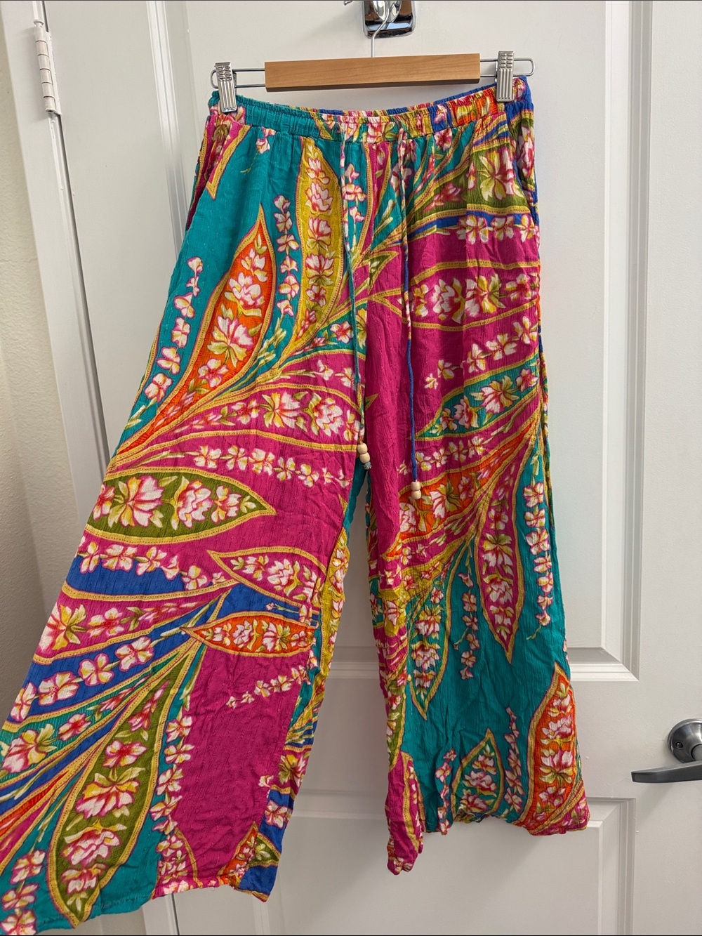 Haute Hippie Teal, Pink & Orange Floral Pants - Picture 2 of 3